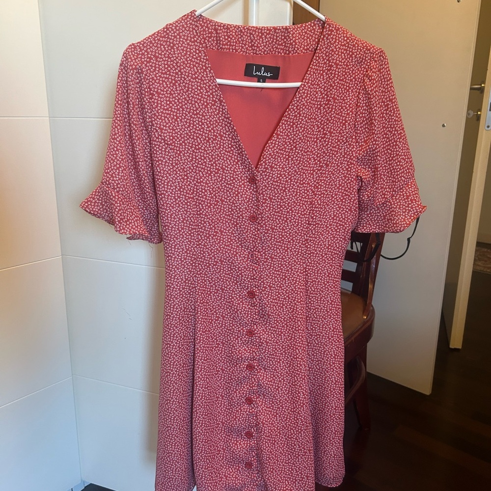 Lulu's Red Floral Midi Dress